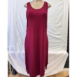 Cato Petite XLP Ruched Sides Tank Midi Dress Sleeveless Wine Red T-shirt Strechy